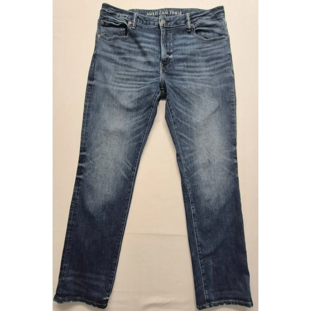 American Eagle AirFlex men's slim straight denim blue jeans‎ 38x32 dark wash
